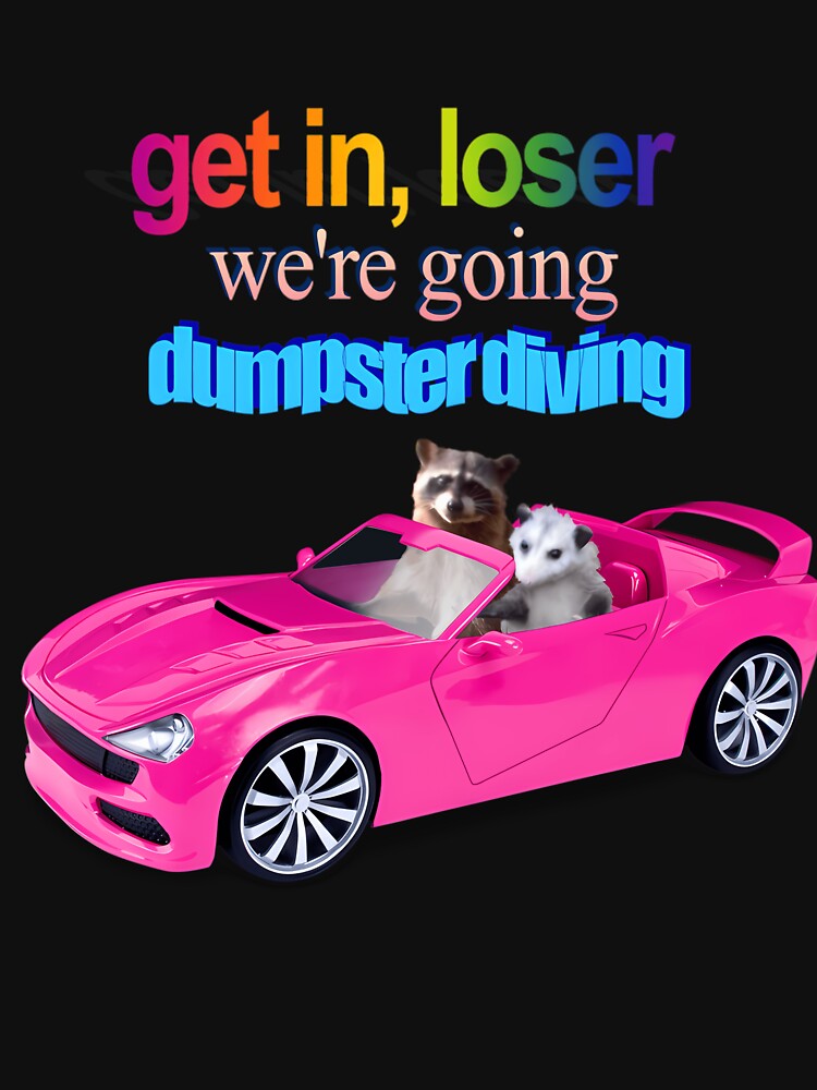 Get In Loser We39Re Going Dumpster Diving Raccoon Possum Word Art by Coolken kurrrr