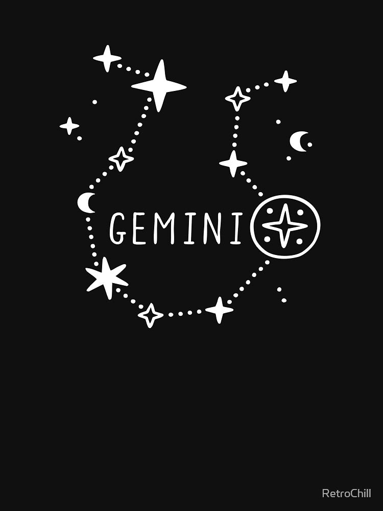 Gemini Constellation Zodiac Art – Minimal Celestial Star Map by RetroChill