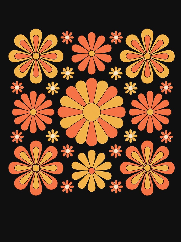 Retro 70s Orange and Yellow Daisy Pattern by dianadouri