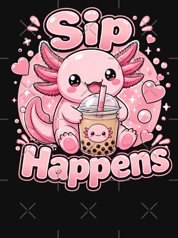 Sip Happens – Cute Kawaii Axolotl Bubble Tea | Funny Boba Tea Lover Gift by RJACreative