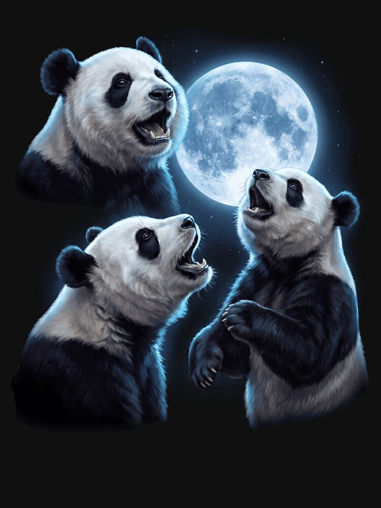 Panda Howling Moon Art Animal Lover by TerryConnells