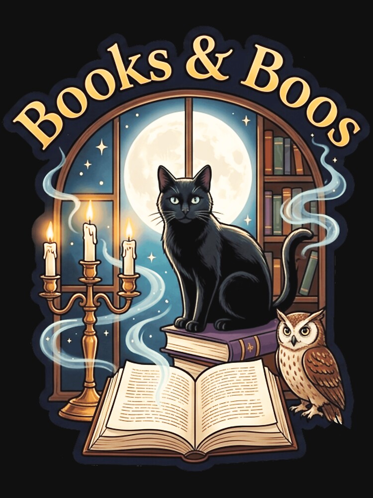 Ghost Cat Dark Academy sticker design from the Hound Library by Mahilis