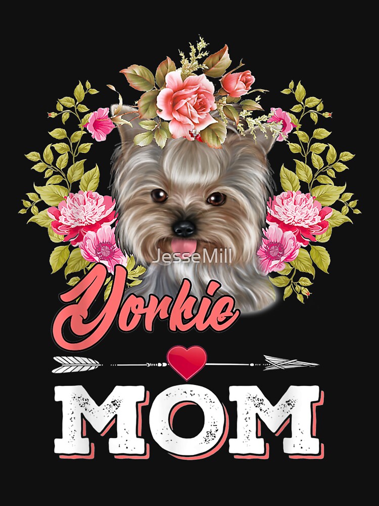Yorkie Mom Floral Heart With Arrow Mother's Day Gift by JesseMill