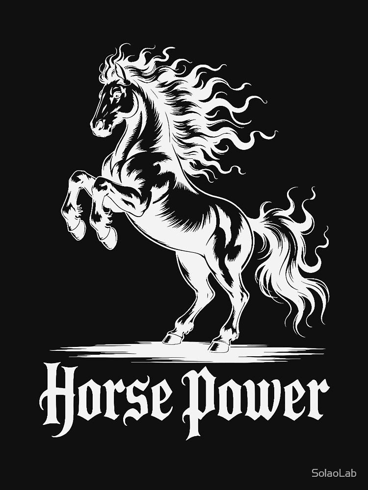 Fire Horse Power, Black and White, Tatoo Style by SolaoLab