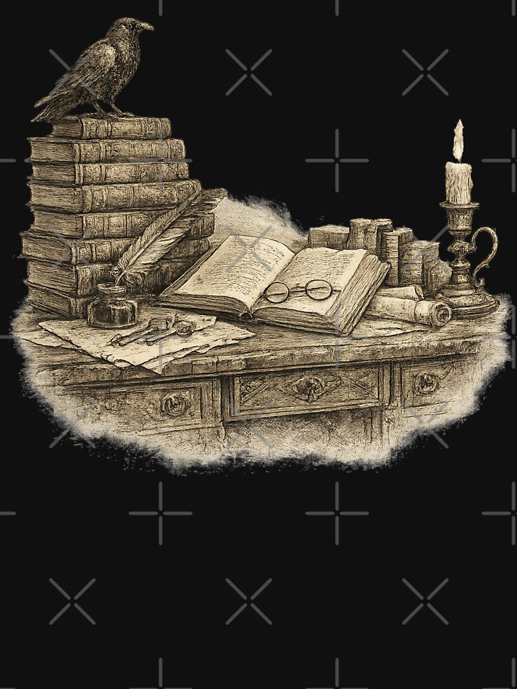 Forgotten Library Relics Vintage Ink Illustration by Tadeusz1