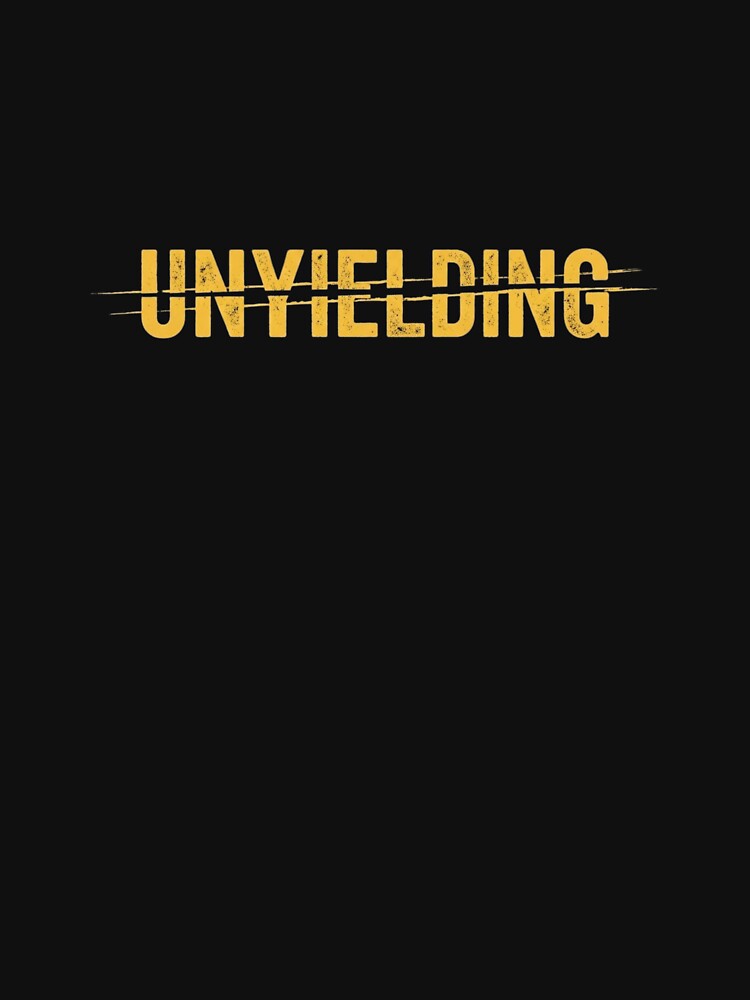 Unyielding Gold Text Striking Line Art by GiggleInkTees