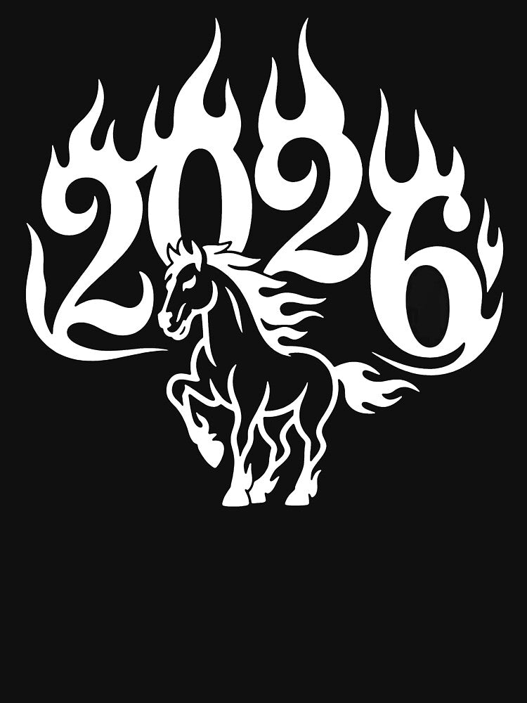 Flame Horse 2026 Symbol – Blackwork Illustration by NaturEdeN