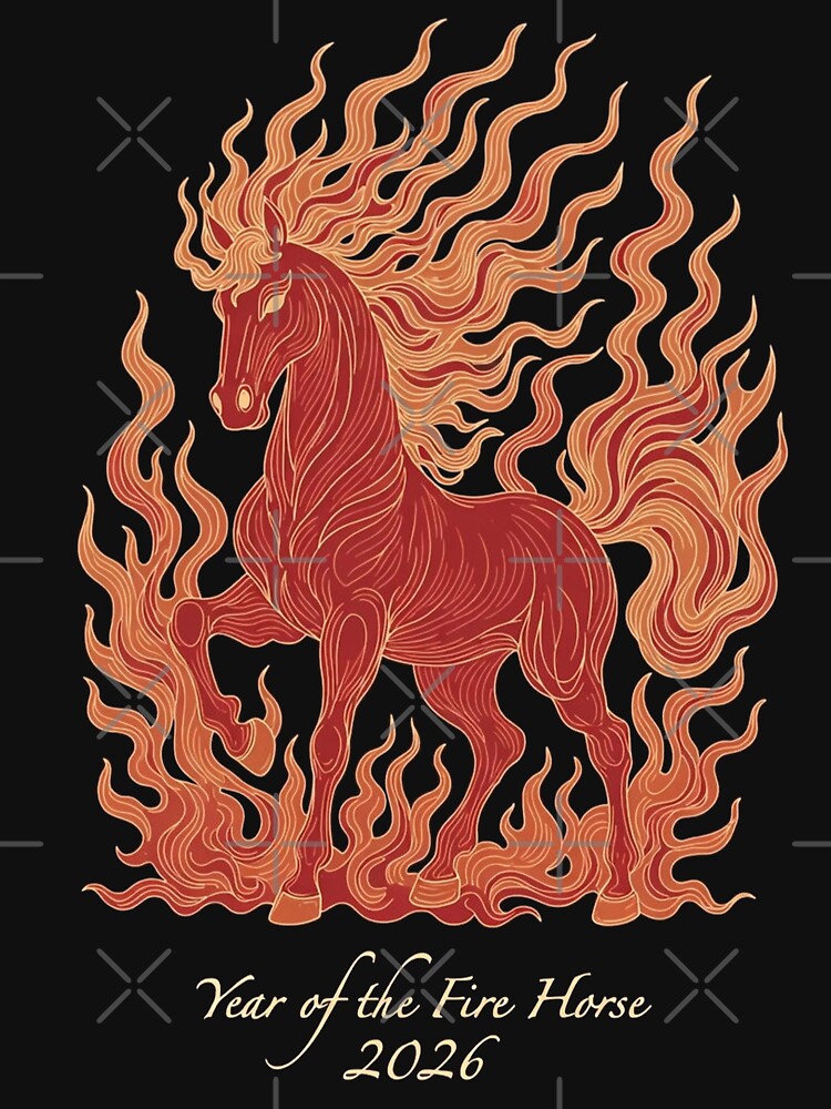Year of the Fire Horse 2026 Fiery Zodiac Design Light by PixelQ