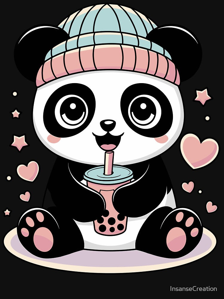 Cute Panda Drinking Boba Tea by InsanseCreation