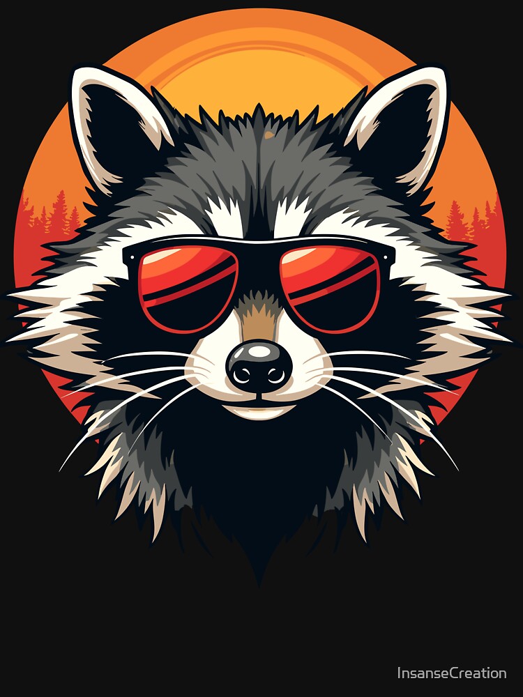 Cool Raccoon with Sunglasses Sunset by InsanseCreation