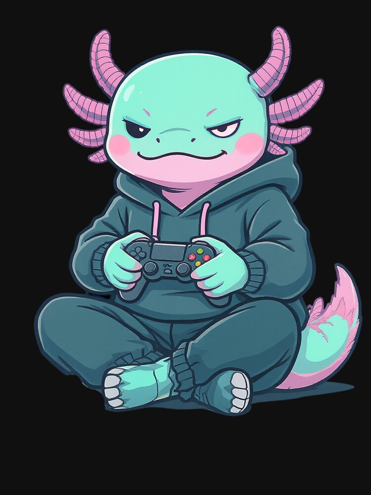 Gamer Axolotl – Chill Controller Streetwear Illustration by ColorSplash123