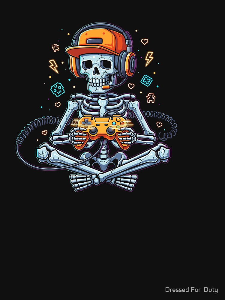 Halloween Skeleton Gamer Pixel Video Gaming Boys by Dressed For  Duty