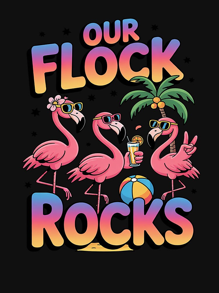 Our Flock Rocks Flamingo Summer Vacation Family Matching by JessicaWalshdf