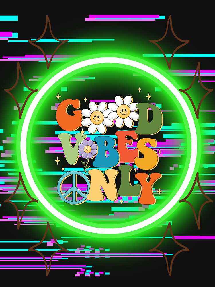 Good Vibes Only Retro Hippie Psychedelic Quote by AnaPixMar