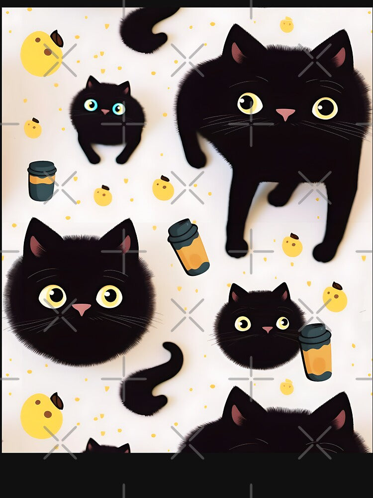 Funny Black Cats & Coffee Pattern by SecretDicer