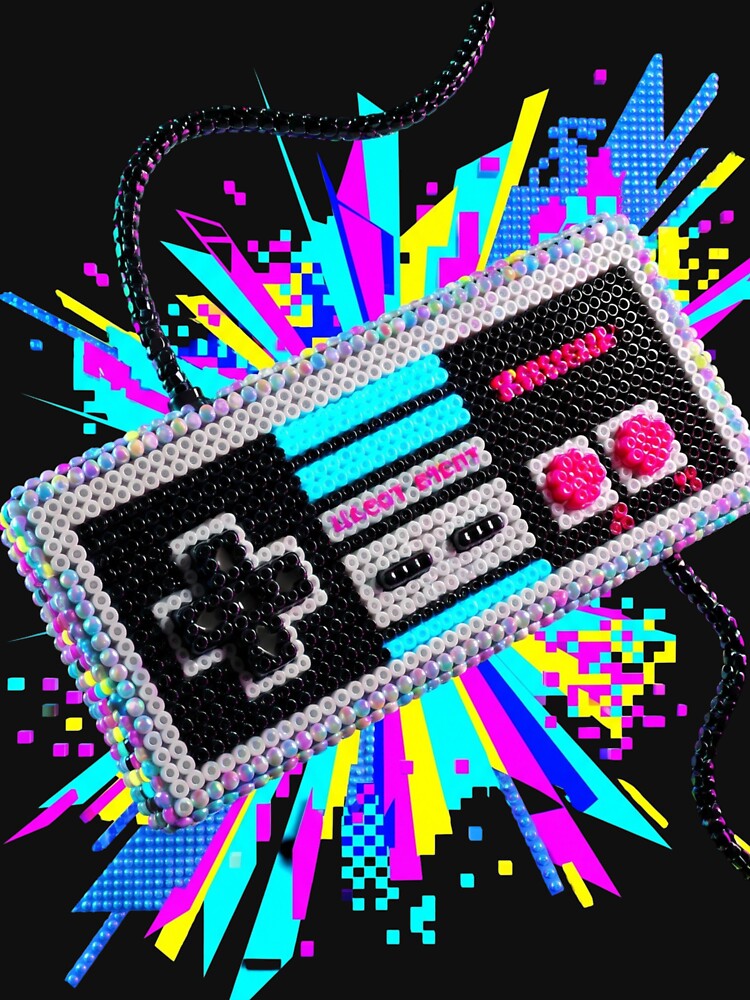 Retro Video Game Controller 3D Perler Bead Glitch Art by Rahaf-shop9
