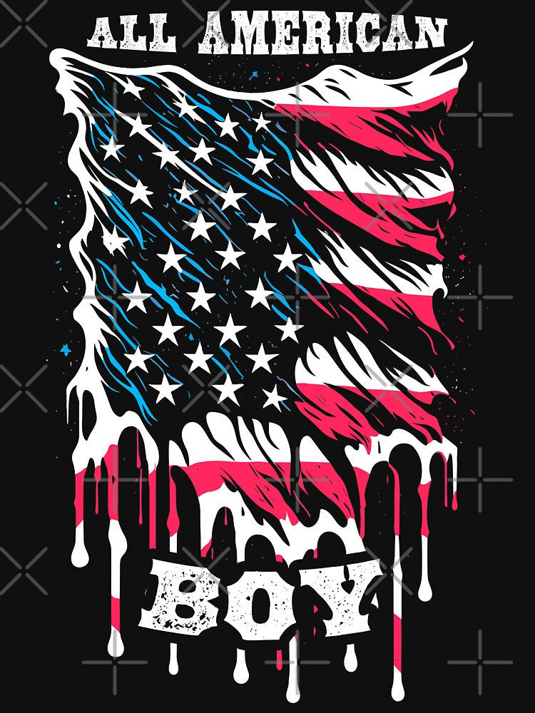 All American Boy 4th Of July Melting Retro USA Flag by GrandeDuc