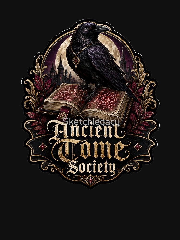 Ancient Tome Society Raven Book Sticker by Sketchlegacy