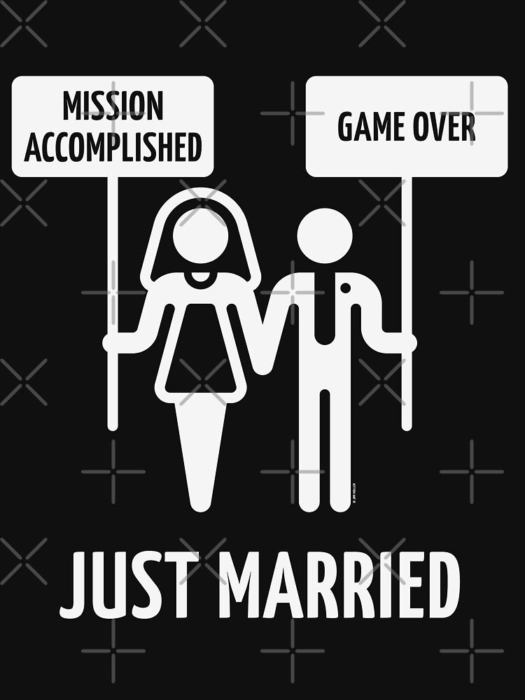 Just Married – Mission Accomplished – Game Over (White) by MrFaulbaum
