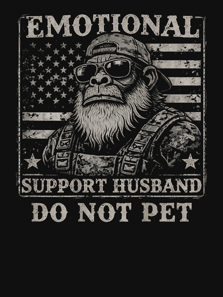 Emotional Support Husband Do Not Pet Funny Patriotic Monkey USA by Tanjaberto