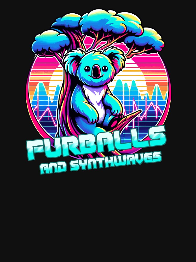 FURBALLS AND SYNTHWAVES – Neon Koala Retro Design by SunsetReverie