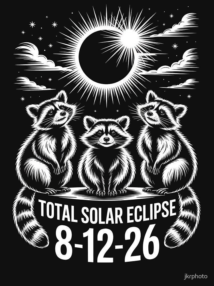 Raccoons and Solar Eclipse Design by jkrphoto