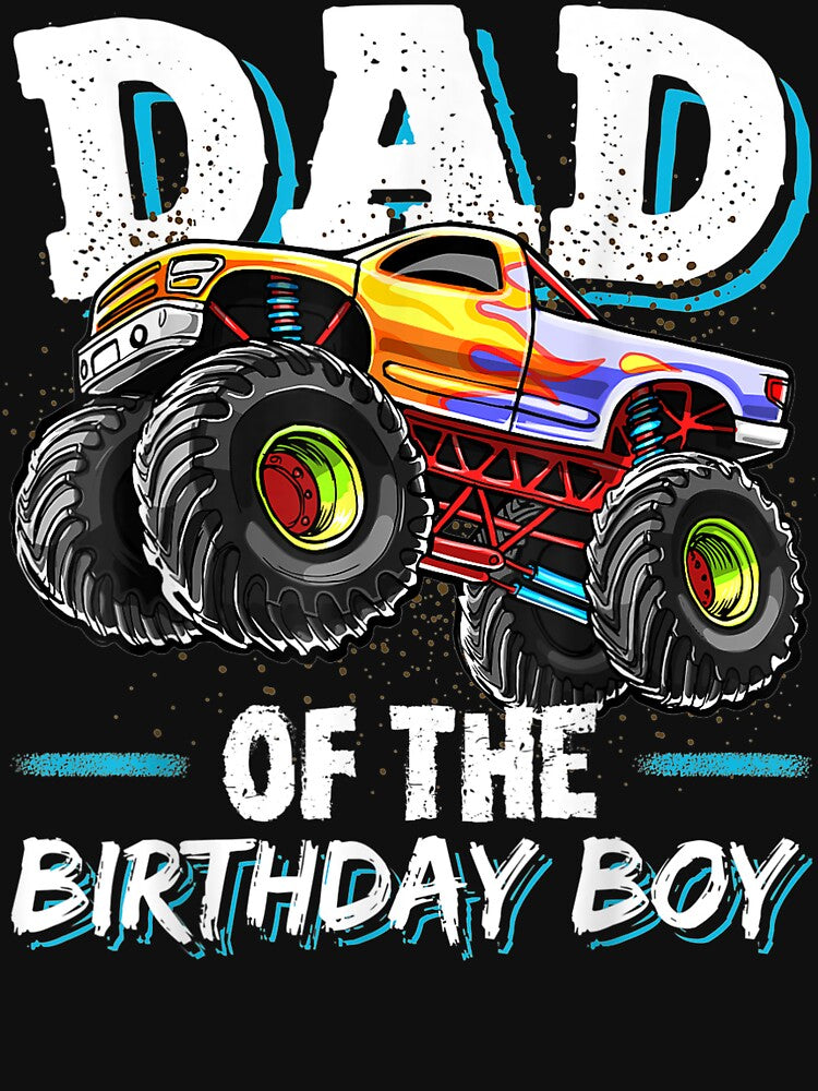 Mens Dad Of The Birthday Boy Monster Truck Birthday Novelty Gift by HillyArts