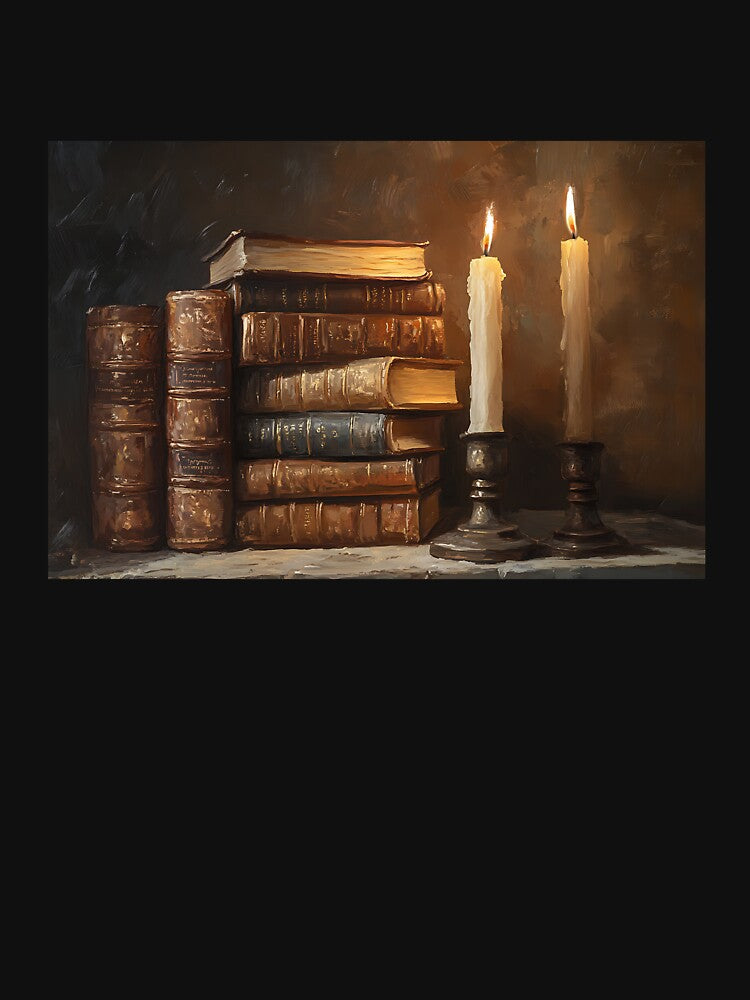 Dark Academia Aesthetic Art: Candlelit Leather Study by bapupa