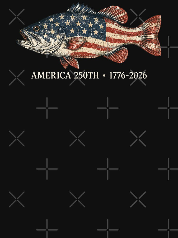 250 America Years 1776 2026 Fishing USA Flag 250th Birthday 2 by NicowrmSArt