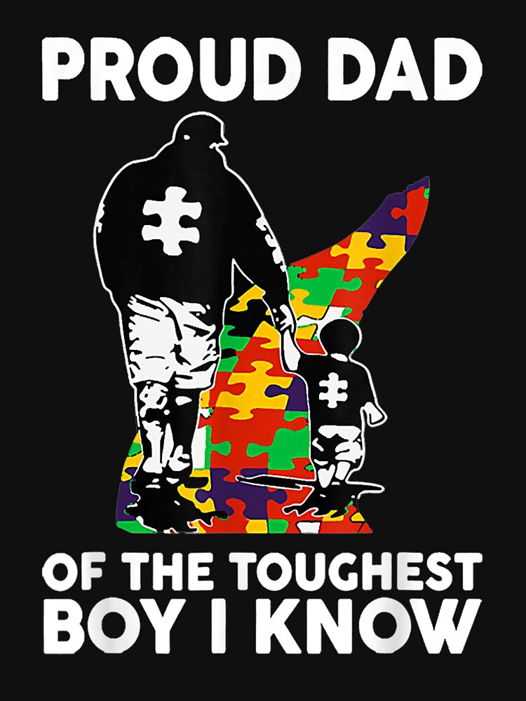 Mens Proud Dad Of The Toughest Boy I Know Autism Awareness by familyarts