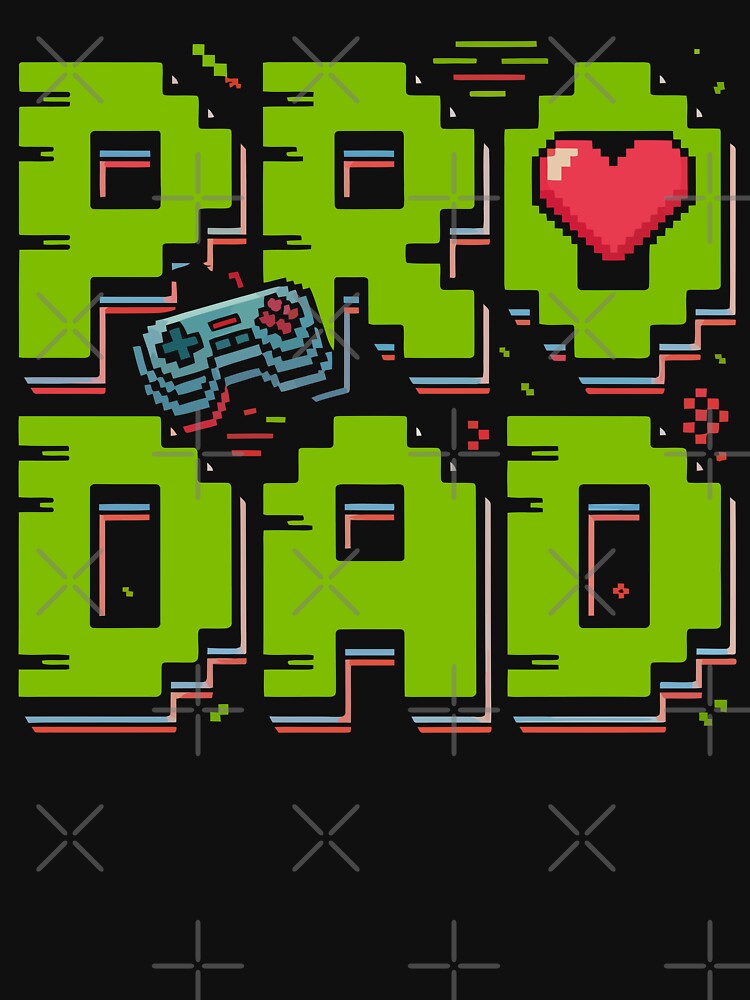 Pixel Gamer Dad with Controller and Heart by brexastore