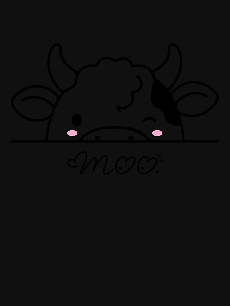 Cute Peeking Cow Moo Minimal Line Art by Express-Tee