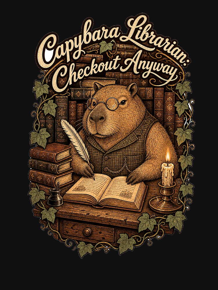 Capybara Librarian Dark Academia Aesthetic by VisualArtsOasis