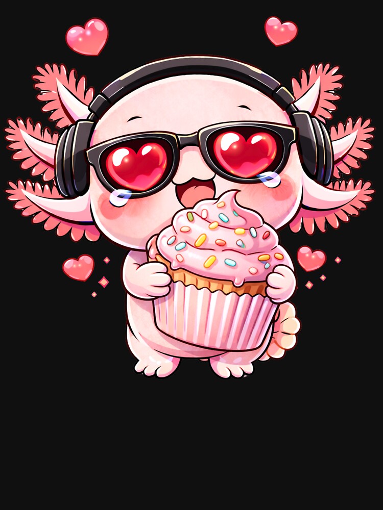 Cupcake Hug Axolotl – Cute Kawaii Axolotl with Cupcake Chibi Anime Art by ColorSplash123