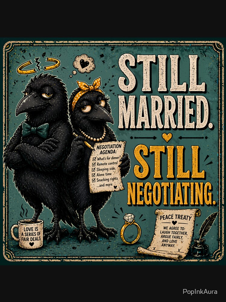 Still Married Still Negotiating Funny Crow Couple Quote by PopInkAura