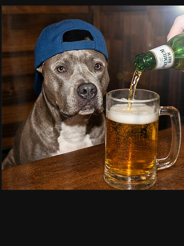 Pit Bull Drinking Beer Funny Dog Meme by Bralipse