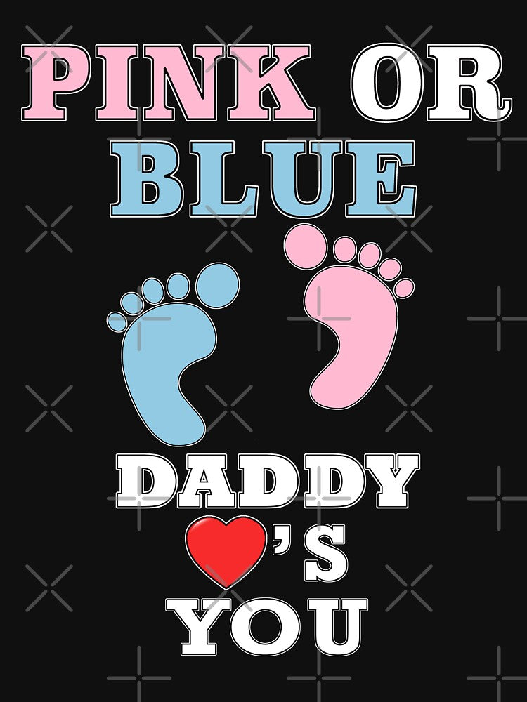 Mens Pink Or Blue Daddy Loves Heart You Gender Reveal Baby Shower Heart Gender Reveal Party Mens Womens T Shirt You Baby Shower Gender Reveal Party Mens Womens T Shirt Funny Cute Gift by arcadetoystore