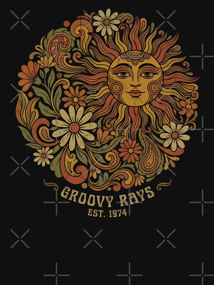 Groovy 70s Boho Floral Sun Ray by chattsuede