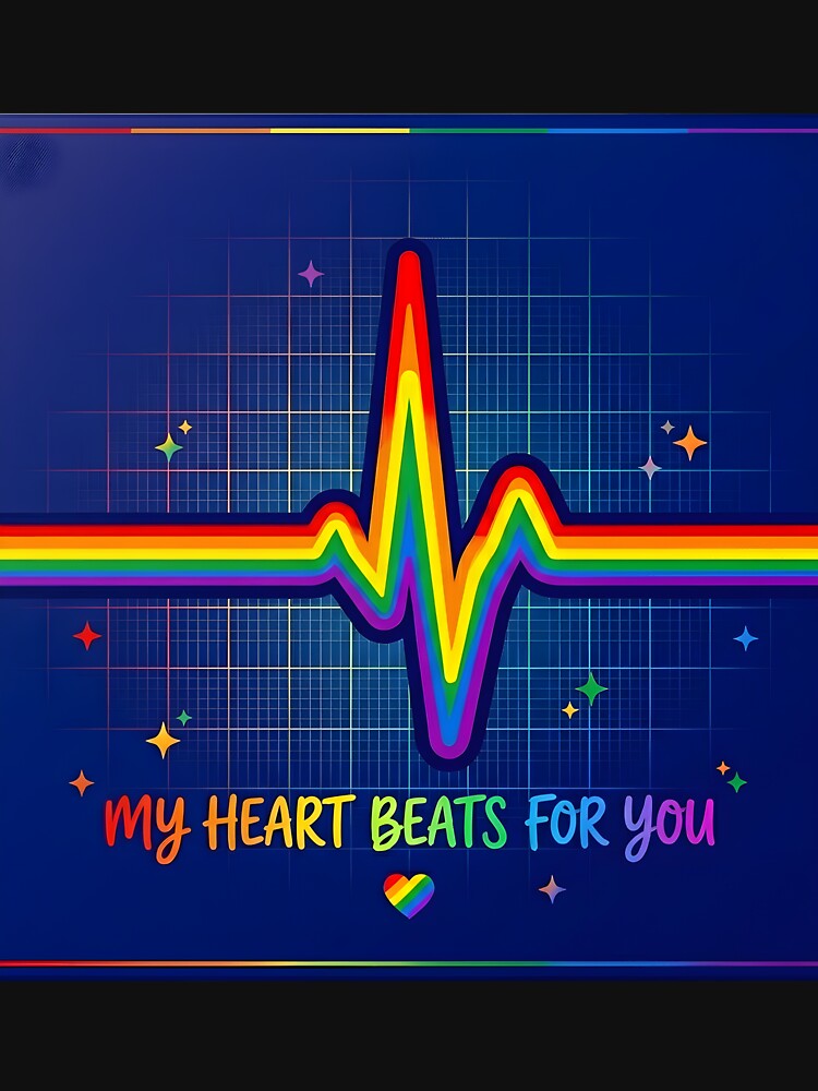 My Heart Beats for YOU – Rainbow Pride Heartbeat Design by Sybille-Yates