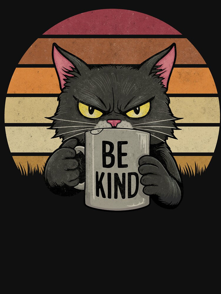 Delight Sarcastic Black Angry Cat Coffee Mug by MintaApparel