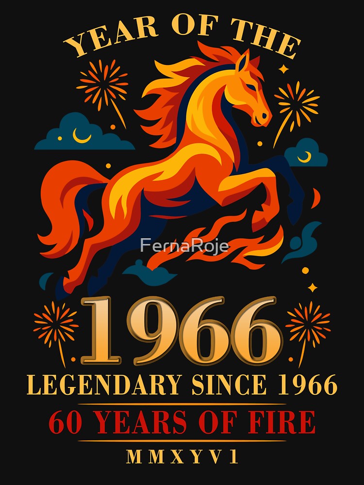 1966 Fire Horse – 60 Years of Fire 2026 Retro Birthday Gift by FernaRoje