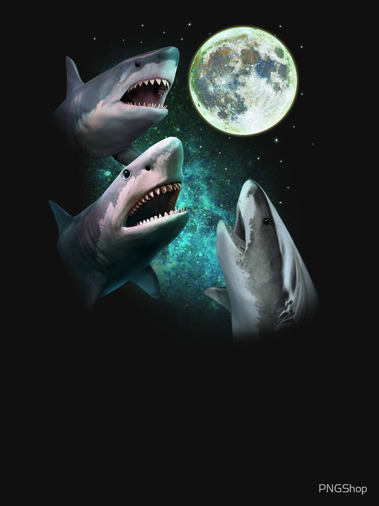 Three Sharks Howl On The Moon by PNGShop