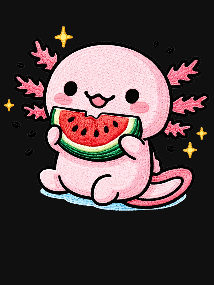 Watermelon Snack Axolotl – Cute Kawaii Summer Axolotl Eating Watermelon by ColorSplash123