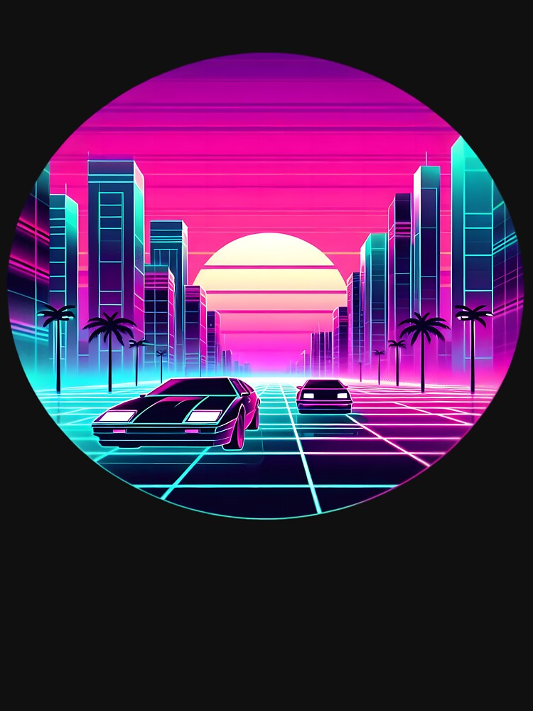 Retro Futuristic Neon City Drive by IllumeInk