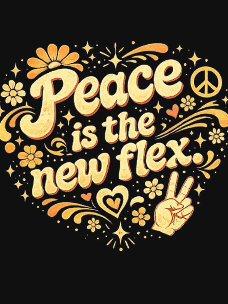 Peace Is the New Flex – Retro Groovy Floral Typography Quote Design by masteryStore