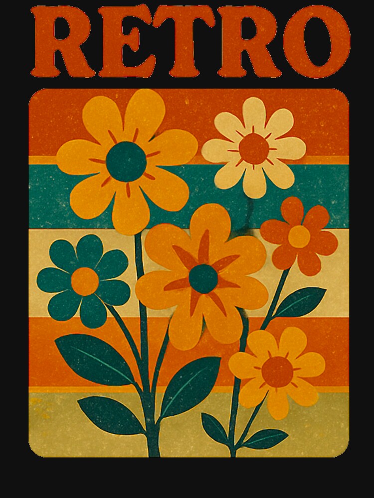 Retro Floral Vintage T-Shirt – 70s Flower Power Aesthetic by Bom2Ba