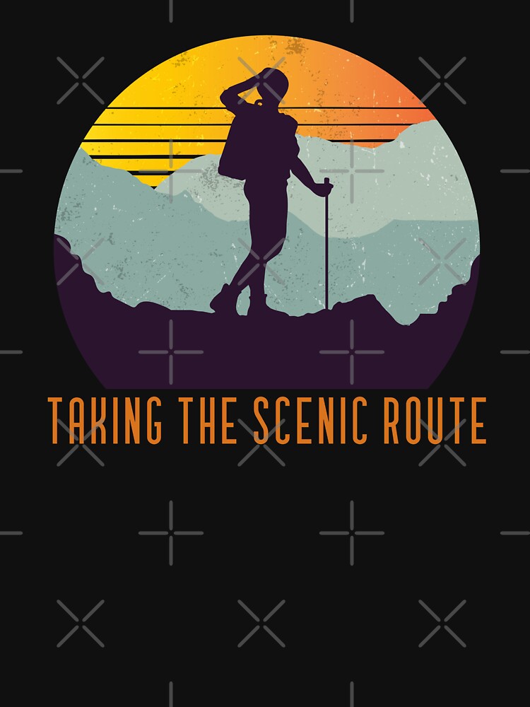 Taking the Scenic Route – Retro Hiking Silhouette by TalkTee Me
