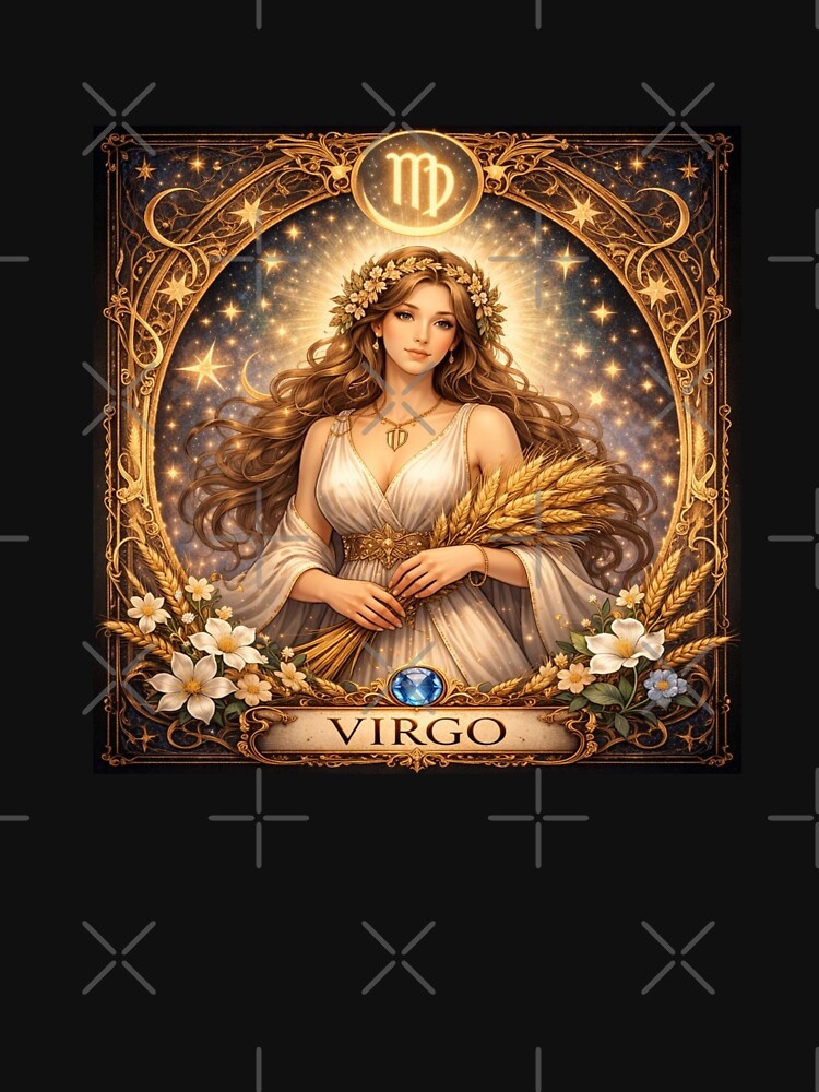 Elegant Virgo Zodiac Goddess Aesthetic Astrology Sign Design by Sanika arts