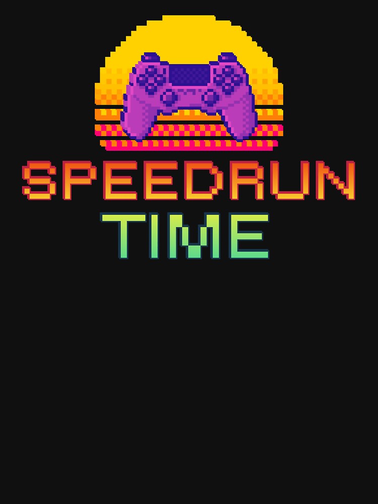 Speedrun Time Retro Sunset Controller – Pixel Art Gaming Style by PHRASEandSTYLE