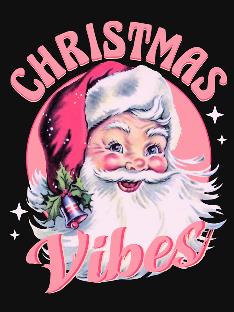 Retro Vintage Pink Christmas Vibes Funny Pink Santa Claus by Mikhailaw